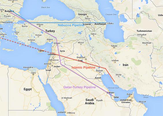 Возможные пути поставки газа в Европу из Катара и Ирана